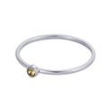 Minimalist silver stainless steel ring with a round yellow zircon in bezel setting - US 5 / Yellow - Steel Color Band