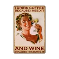 Vintage metal garden sign featuring a lady with wine and retro typography decor - 11740(38)