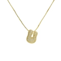 Detail of 18k gold-plated balloon letter U pendant with iced-out micro pavé zircons - Letter U / Gold