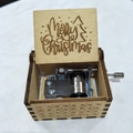 Hand-cranked wooden music box with Merry Christmas engraving and metal mechanism - Christmas 35/Wood Color/Merry Christmas Engraved