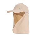 Beige outdoor sun hat with neck flap and breathable mesh for hiking and fishing - Beige