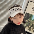 White children's sun visor baseball cap with black SPORT letter embroidery details - Kids / White