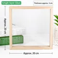 20x20cm square pine wood frame with 3cm depth and single-layer glass for DIY crafts - Single Layer 20x20cm