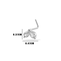 L-shaped surgical steel nose stud featuring teardrop zircon bow design, 0.47cm wide - 10# Double Leaf Style / Silver
