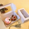 White double cupcake gift box with transparent window for aromatherapy candles - 2 Pieces Style C