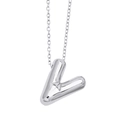 Polished silver alphabet V balloon pendant on a fine chain necklace for women - Letter V
