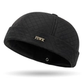 Men's black quilted miki hat with diamond stitching and gold FEWK metal logo - Adjustable / Black
