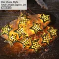 Goldene 2m LED-Stern-Lichterkette mit warmem Licht für Weihnachtsdekoration - Goldene Stern Lichterkette / Gesamtlänge ca. 2m