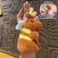 Plush capybara keychain wearing bee outfit with movable wings and pull-string function - Pull String Bee Capybara
