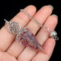 Orgone energy pendant with purple amethyst resin and tree of life silver chain - Amethyst