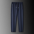 Pantalón deportivo azul marino para hombre con cordón y bolsillos con cremallera - L / Azul Marino / Pierna Recta