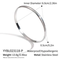Detail view of silver stainless steel bangle showing 6.0cm diameter and 0.5cm width specs - Silver Minimalist Plain Bangle(YYBL023118-P) / 6.0cm Inner Diameter