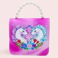 Pink and purple gradient unicorn crossbody bag with elegant pearl handle for girls - Unicorn 4-Rose Pink Gradient