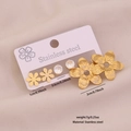 Three-pair gold stainless steel earrings set with floral and zircon stud designs - Flower Style (Style #5 Flower) / Gold