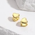 Elegante goldene Herz-Ohrringe für Damen aus poliertem, minimalistischem Metall gefertigt - Goldener Stil (ZYN-DME407G)