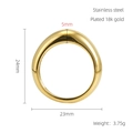 Detailed size chart of a 18k gold plated stainless steel ring with 24mm diameter - US 6 / Gold