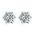Elegant silver S925 sterling silver six-claw stud earrings with white moissanite stone - Classic Six-Prong Style (Over-Sized)