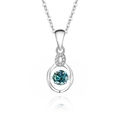 Elegant s925 silver necklace featuring a vibrant blue moissanite dancing heart pendant - Moissanite Blue Green Diamond (White Gold Color) (FDTD-008) / 925 Silver