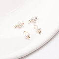 Set of four white baroque pearl pendants with gold rings for DIY jewelry making - Baroque Pearl (4x3mm)