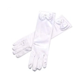 Eleganti guanti lunghi in raso bianco con fiocco delicato e perla per bambina - Bianco Con Perline