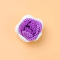 Detail of handmade crochet purple rose flower with white edge for DIY accessories - Gradient Purple Rose Head