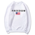 Sweat à capuche blanc à manches longues avec imprimé FREEDOM et drapeau américain sur fond blanc - S / Blanc