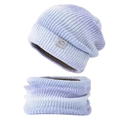 Set invernale con berretto e sciarpa in maglia sfumata viola e fodera in peluche - Cappello + Scaldacollo Set da 2 pezzi / Viola Sfumato