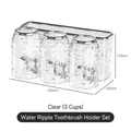 Transparent three-cup bathroom organizer set with ripple texture glass and base 224x125mm - Transparent (Three Cups)