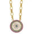 Hip hop style gold chunky chain necklace with colorful evil eye zircon round pendant - Round Evil Eye Pendant / Gold