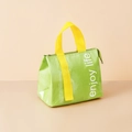 Insulated bright green lunch bag with yellow handles and enjoy life text print - Green Enjoy (Waterproof)