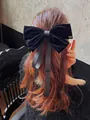 Elegante pinza de pelo de terciopelo negro con cintas largas y dije de mariposa dorada - 5# Pinza para el Cabello con Lazo de Terciopelo Negro - Cinta de Seda Negra