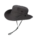 Dark charcoal outdoor sun hat with wide brim, breathable vents, and adjustable chin strap - One Size / Gray