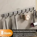 Gunmetal grey space aluminum wall hook rack with 8 hooks for bathroom towel storage - 8 Hooks / Gunmetal