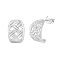 Minimalist S925 sterling silver woven stud earrings with polished metallic finish - 3.16g / Platinum Plated