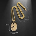 Hiphop gold-plated horse head pendant necklace with rhinestones and 600mm chain length - Gold