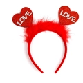 Serre-tête cœur à paillettes rouges avec texte LOVE et plumes pour fête de la Saint Valentin - Style 8 (LOVE Paillettes Plume)