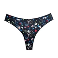Nahtloser Tanga mit Blumenprint in Schwarz und bunten kleinen Blütenmustern - Schwarz Bunte Blumen