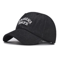 Black denim baseball cap with white Arizona State embroidery and classic curved brim - Adjustable / Black Denim