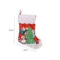 35cm red Christmas stocking featuring cute cartoon penguins decorating a festive tree - Cartoon Plush 06-Red Penguin Decor