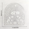 Size chart of mushroom and moon silicone mold measuring 12.7cm by 11.4cm with detailed dimensions - RPS116: Eye Star Moon Arch