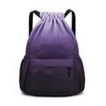 Gradient Purple Drawstring Backpack Gym Sports Workout Bag for Men and Women - Black Grey Gradient
