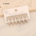 Macro view of three pairs of U-shaped stainless steel earrings with sparkling zircon - 4# U-shaped Silver