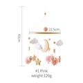 Pink felt sheep baby mobile with wooden stars and moon for nursery crib decoration - Pink Sheep Star Moon Mobile