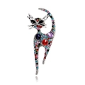 Vintage cat brooch with colorful rhinestones and elegant crystal embellishments - Multicolor Cat Style (B073-B) / Colorful