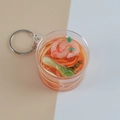 Miniature transparent cup noodle keychain featuring realistic shrimp and noodles - Shrimp Noodles