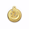 18K gold plated stainless steel sun and moon round pendant with clear crystals - Round - Sun & Moon