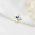 Pendentif œil de protection plaqué or 14 carats avec incrustation bleue et cristaux - Gland Exotique Bleu Foncé (D728)