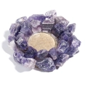 Natural amethyst crystal candle holder with raw purple stones on glass base - Amethyst Holder (9cm Diameter/No Candle)