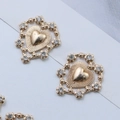 3D heart pendant in gold finish with sparkling crystals for DIY necklaces and bracelets - Hollow Design Type 5
