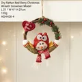 Couronne de Noël avec bonhomme de neige et plaque Let It Snow sur un anneau en rotin - AGHH26-4 Bonhomme de neige avec cœur en rotin
